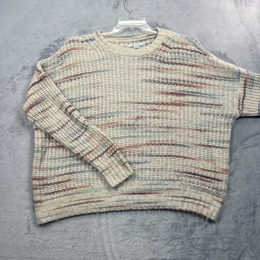 American Eagle Sweater Womens Small Cream Space Dye Knit Oversized Crew Neck